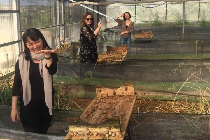 People enjoying a snail experience