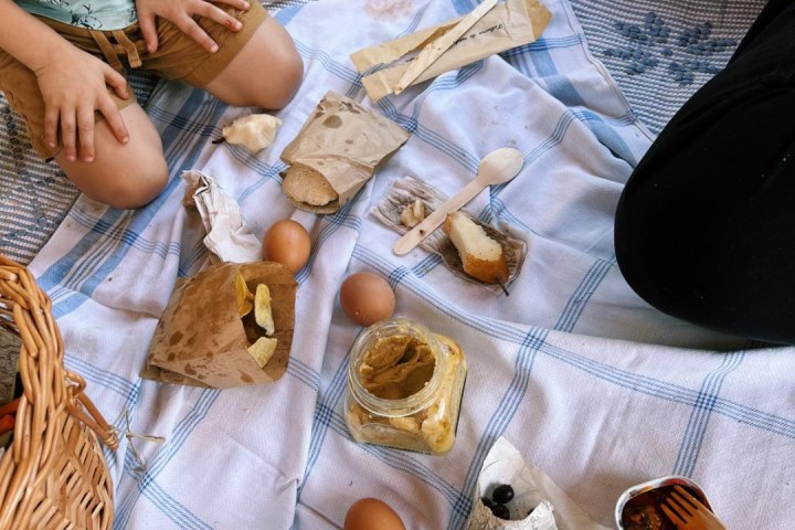 a person sitting on a bed