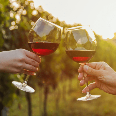 a hand holding a glass of wine