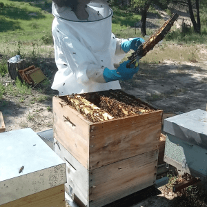 a person sitting in a box
