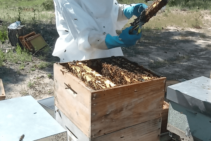 a person sitting in a box