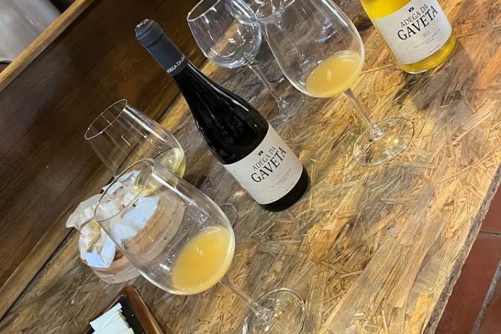 Tasting three wines in a Portuguese winery