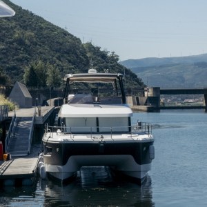 Douro River landscape with vineyards and calm waters