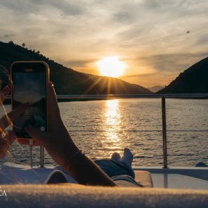 Golden hour boat tour Douro Valley with wine experience