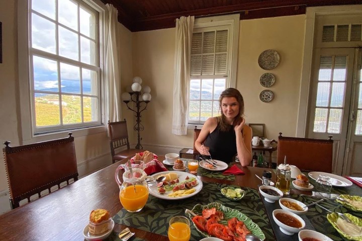 Port wine tasting with cheese and bread Douro Portugal