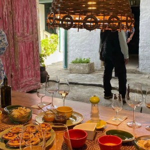 Port wine tasting with cheese and bread Douro Portugal