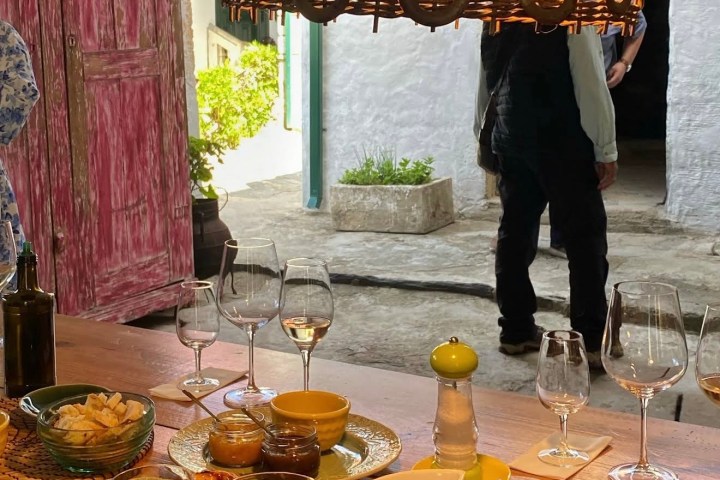 Port wine tasting with cheese and bread Douro Portugal
