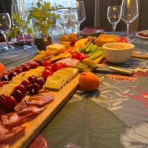 Traditional Alentejo aperitif with bread cheese and wine