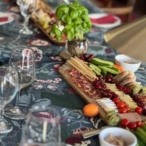 Traditional Alentejo aperitif with bread cheese and wine