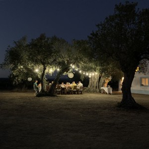 Olive oil tasting table with bread and local products