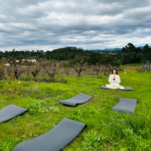 Yoga session in vineyards in Tomar Portugal