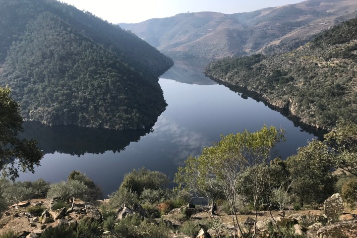 Village of Favaios with traditional stone houses and vineyards in the Douro Valley, Portugal
