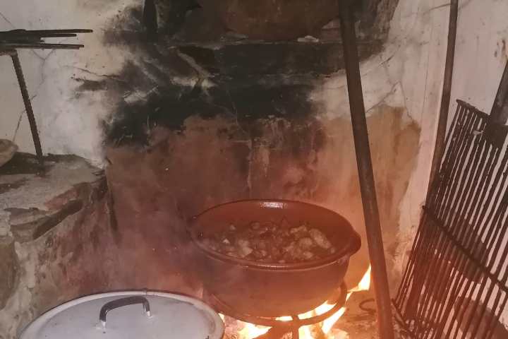 Traditional açorda dish served with herbs at an Algarve farm lunch
