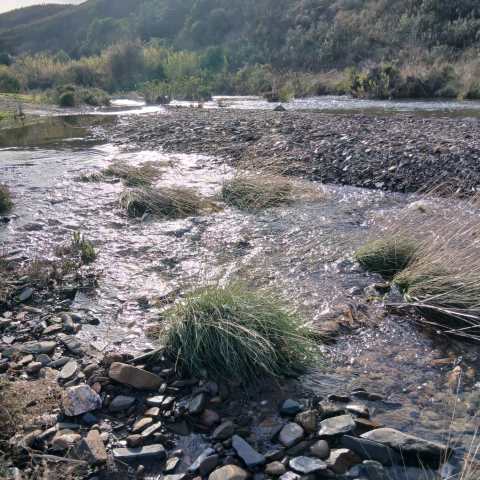 River stream along the almond blossom walking trail in Odeleite