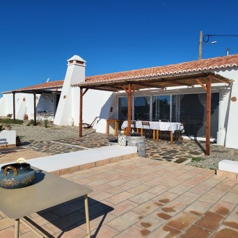Farmhouse terrace with traditional chimney in Odeleite, Algarve