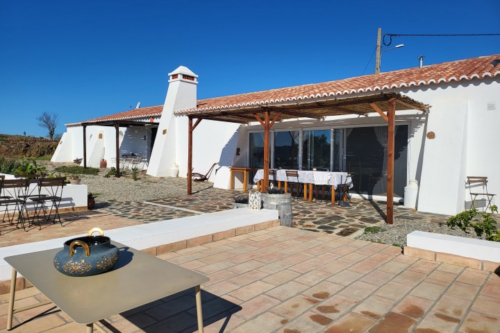 Farmhouse terrace with traditional chimney in Odeleite, Algarve